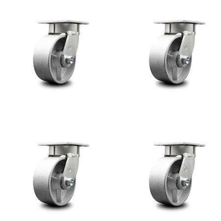 Service Caster 5 Inch Kingpinless Semi Steel Wheel Swivel Top Plate Caster SCC, 4PK SCC-KP30S520-SSR-4